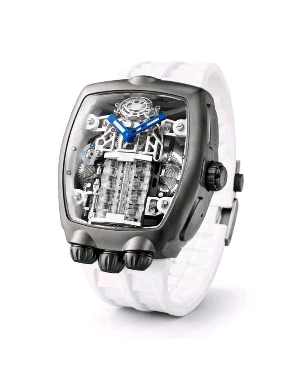 Montres Prestige mpw-0356 44mm White Band Skeleton Men's Watch Invicta Engine  X